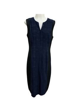 Bergdorf Goodman Ellie Tahari Sz 10 Blue Black Mesh Detail Shift Dress Preppy